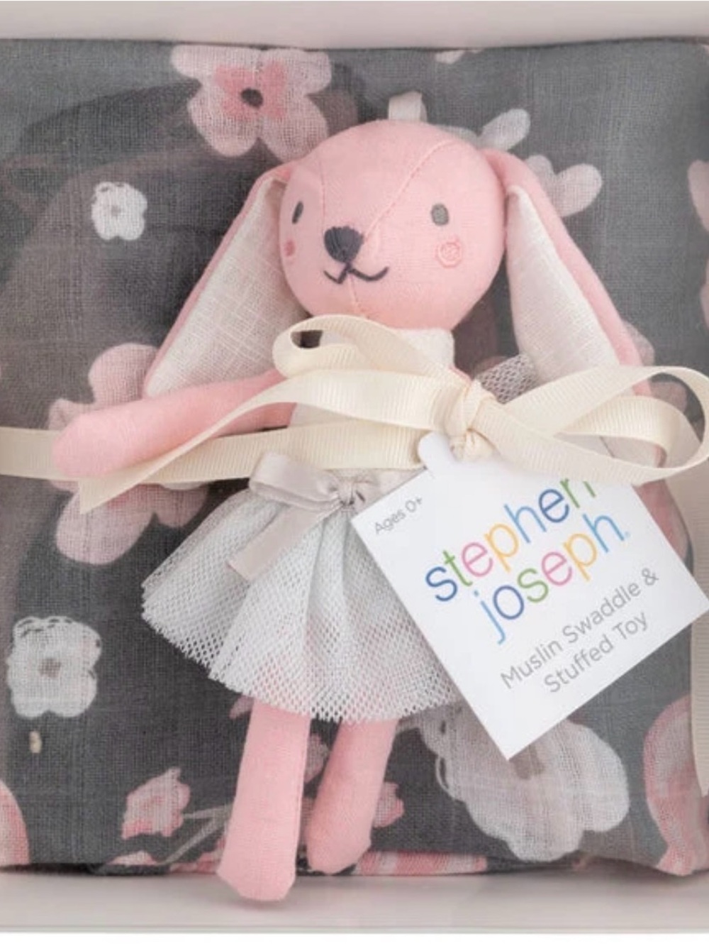 Stephen Joseph ballerina bunny stuffie plush and muslin florist baby blanket NEW